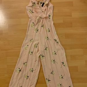 Topshop Pink Floral Jumpsuit